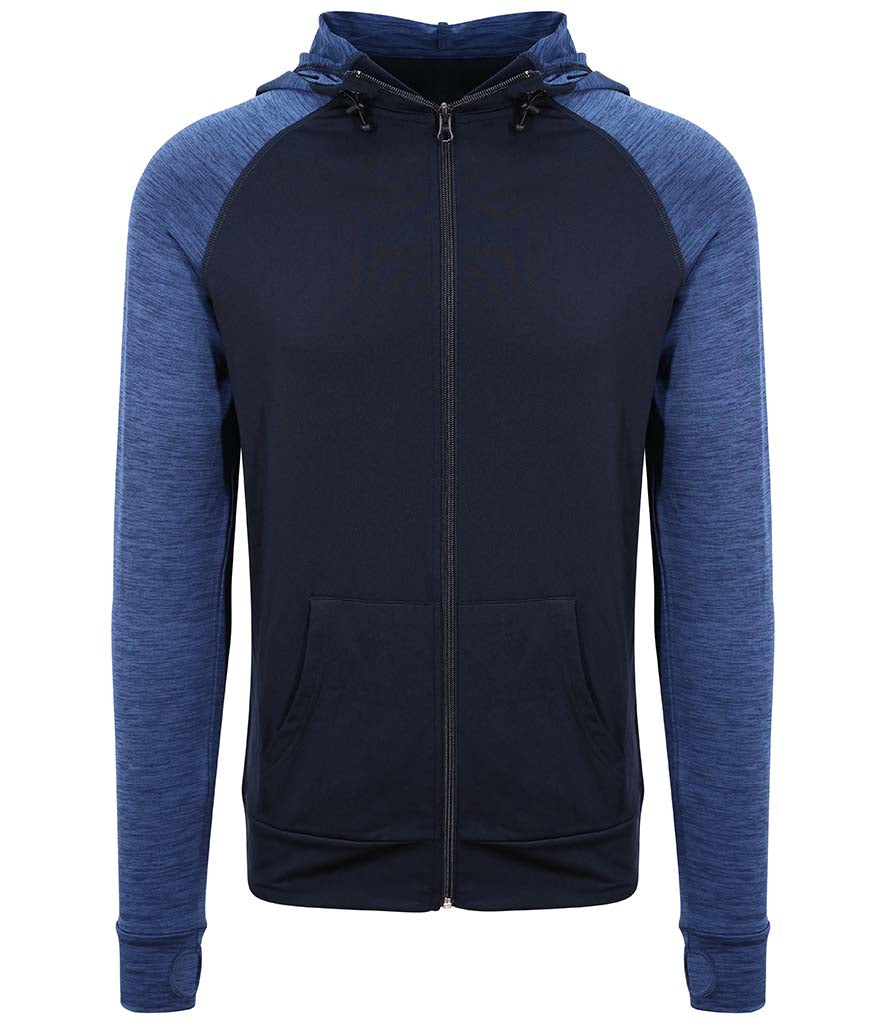 AWDis Cool Contrast Zoodie in Navy With Navy Melange Front View