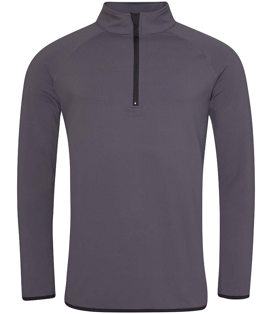 AWDis Cool Half Zip Sweat Top in Charcoal with Jet Black Front View