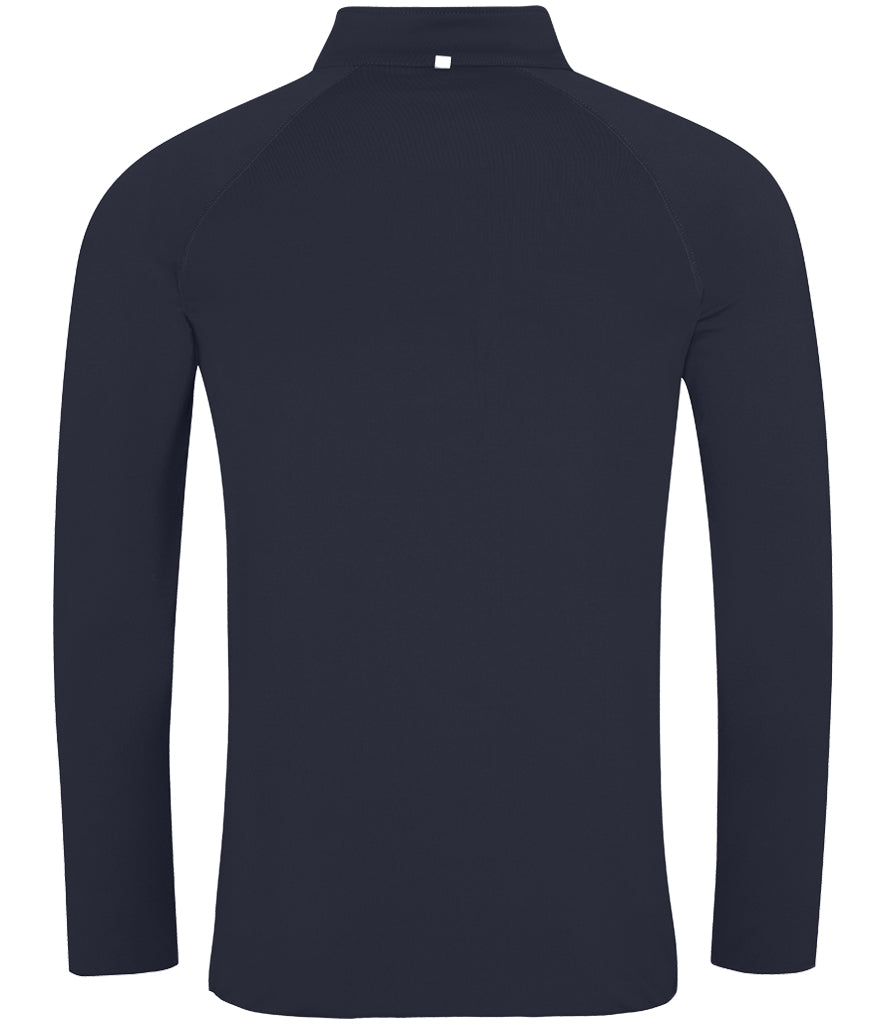 AWDis Cool Half Zip Sweat Top in French Nay with Artic White Back View