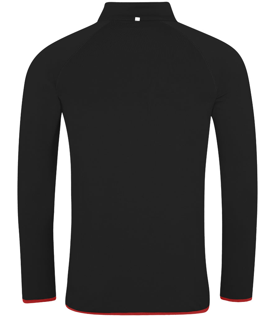 AWDis Cool Half Zip Sweat Top in Jet Black with Fire Red Back View
