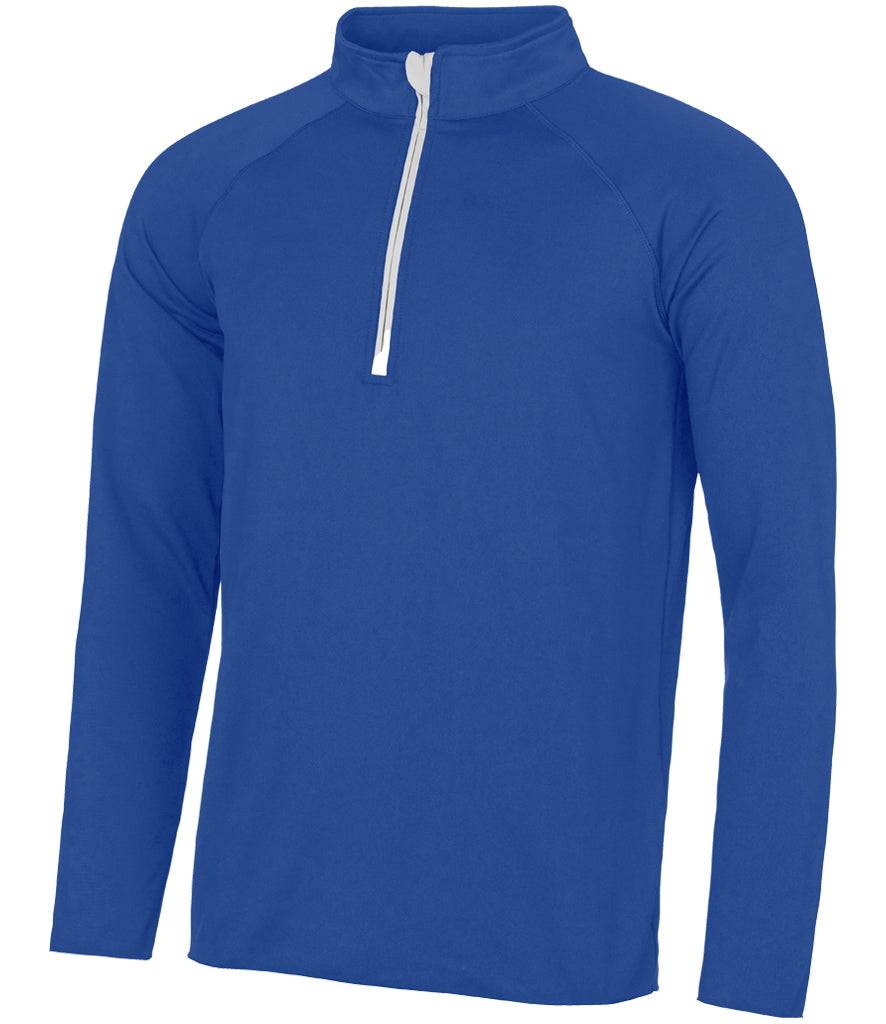 AWDis Cool Half Zip Sweat Top in Ryal Blue with Artic White Front View
