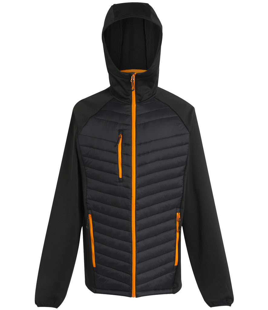 Regatta Navigate Hybrid Jacket in Black with Orange Pop Front View