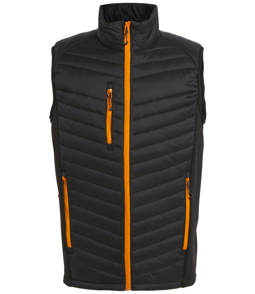 Regatta Navigate Hybrid Bodywarmer in Black with Orange Pop Front View