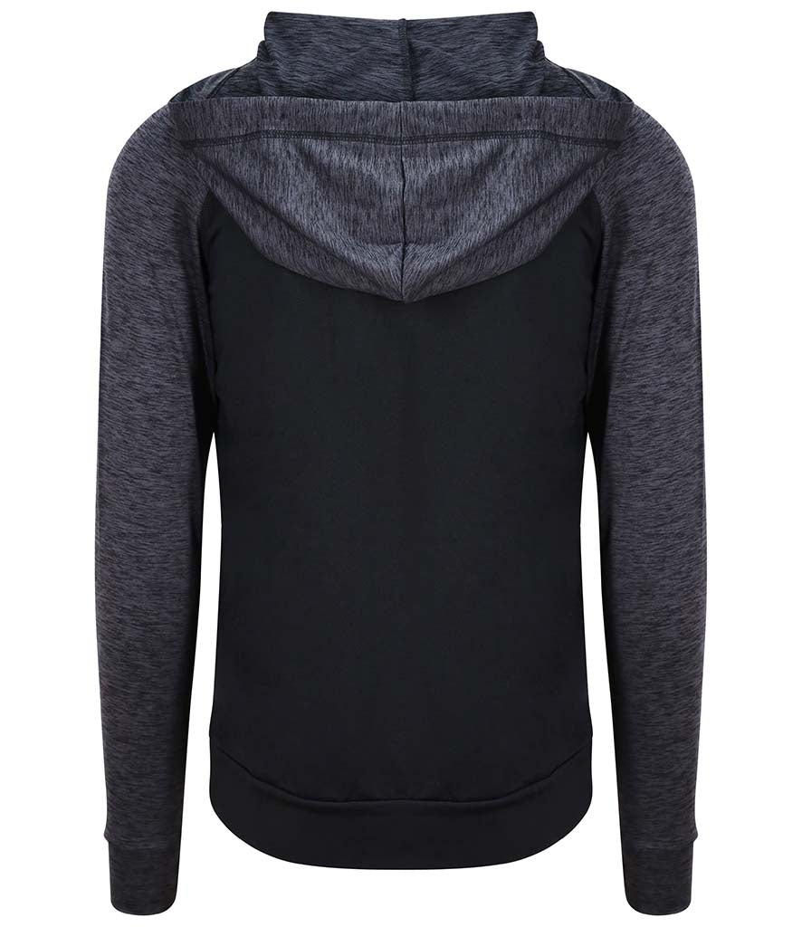 AWDis Cool Contrast Zoodie in black with black slate melange back view