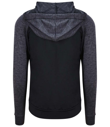 AWDis Cool Contrast Zoodie in black with black slate melange back view