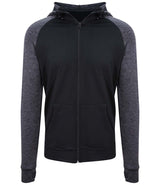 AWDis Cool Contrast Zoodie in black with black slate melange front view