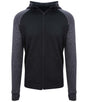AWDis Cool Contrast Zoodie in black with black slate melange front view