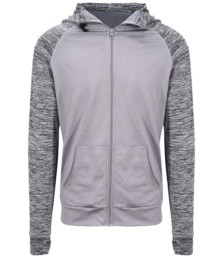 AWDis Cool Contrast Zoodie in Grey With Grey Melange Front View