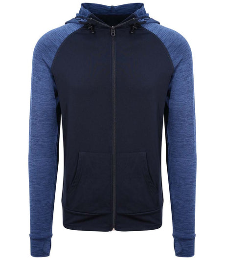 AWDis Cool Contrast Zoodie in Navy With Navy Melange Front View