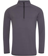 AWDis Cool Half Zip Sweat Top in Charcoal with Jet Black Front View