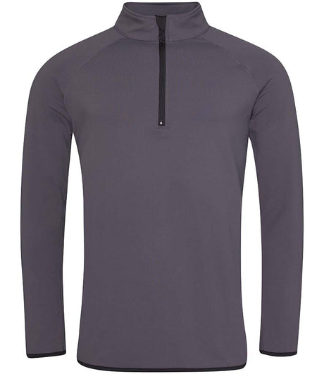 AWDis Cool Half Zip Sweat Top in Charcoal with Jet Black Front View