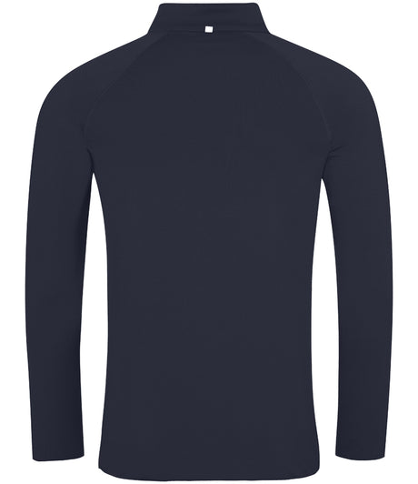 AWDis Cool Half Zip Sweat Top in French Nay with Artic White Back View