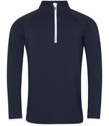 AWDis Cool Half Zip Sweat Top in French Navy with Artic White Front View
