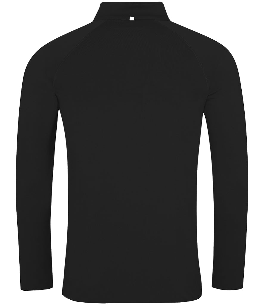 AWDis Cool Half Zip Sweat Top in Jet Black with Artic White Back View