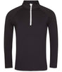 AWDis Cool Half Zip Sweat Top in Jet Black with Artic White Front View