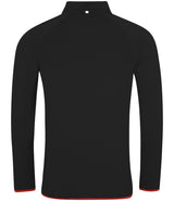 AWDis Cool Half Zip Sweat Top in Jet Black with Fire Red Back View