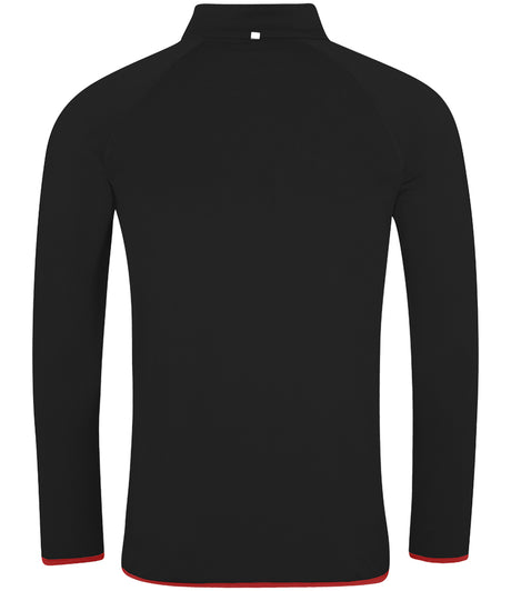 AWDis Cool Half Zip Sweat Top in Jet Black with Fire Red Back View