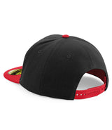 Beechfield Original Flat Peak Snapback Cap black and classic red back view with snapback adjustment