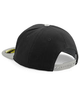 Beechfield Original Flat Peak Snapback Cap black and light grey back view with snapback closure