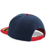 Beechfield Original Flat Peak Snapback Cap french navy and red back view with snapback closure