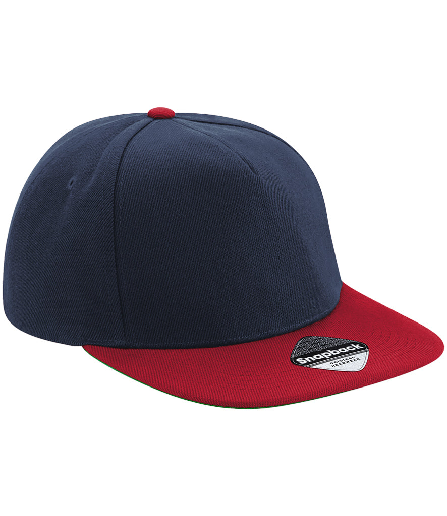 Beechfield Original Flat Peak Snapback Cap french navy and classic red front view
