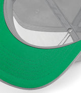 Beechfield Original Flat Peak Snapback Cap light grey green underside peak detail