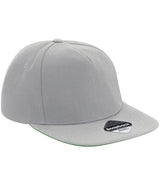 Beechfield Original Flat Peak Snapback Cap light grey front view
