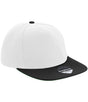 Beechfield Original Flat Peak Snapback Cap white and black front view