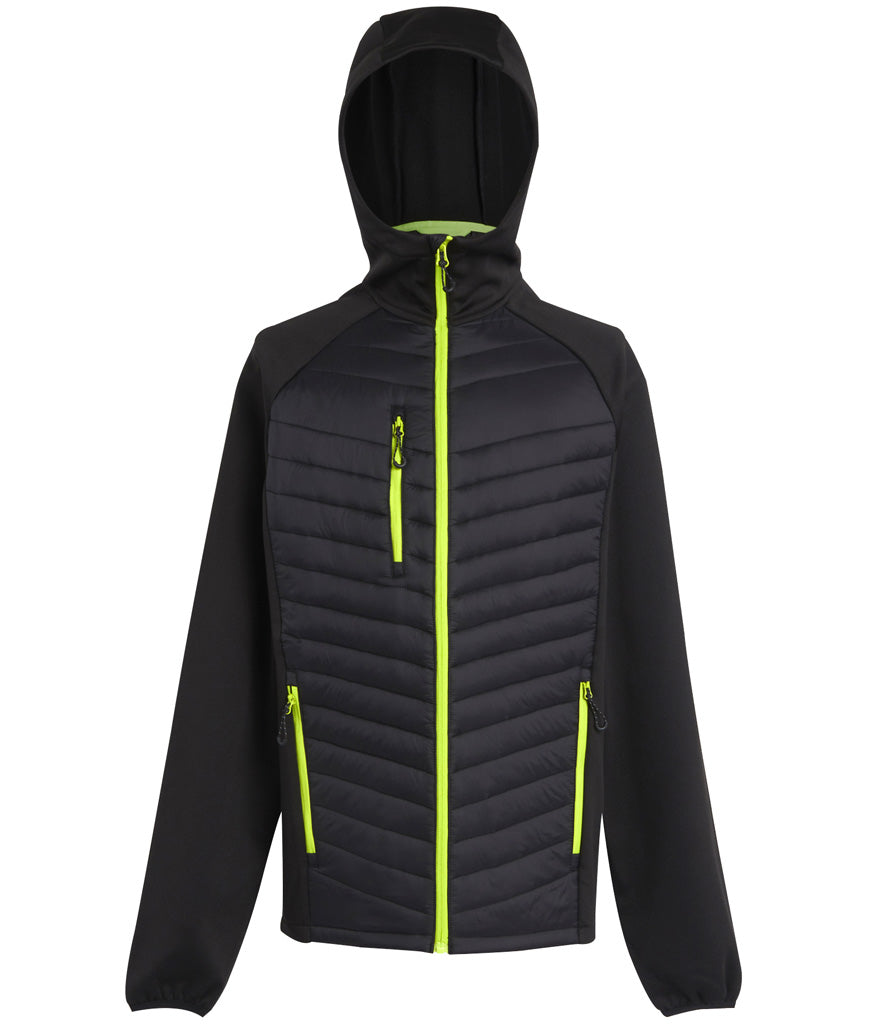 Regatta Navigate Hybrid Jacket in Black with Lime Green Front View