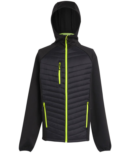 Regatta Navigate Hybrid Jacket in Black with Lime Green Front View
