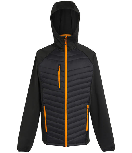 Regatta Navigate Hybrid Jacket in Black with Orange Pop Front View