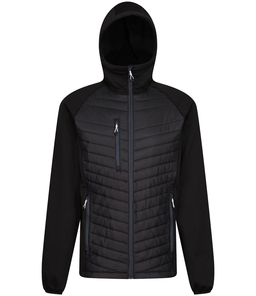 Regatta Navigate Hybrid Jacket in Black with Seal Grey Front View