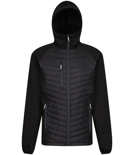 Regatta Navigate Hybrid Jacket in Black with Seal Grey Front View