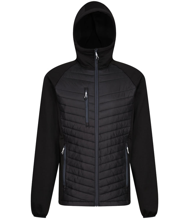 Regatta Navigate Hybrid Jacket in Black with Seal Grey Front View