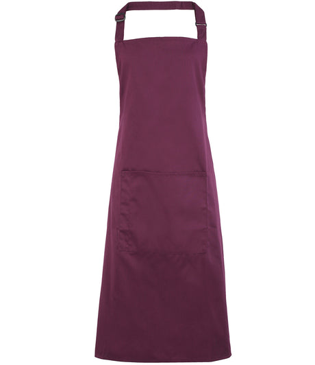 Premier Colours bib apron with pocket in Aubergine