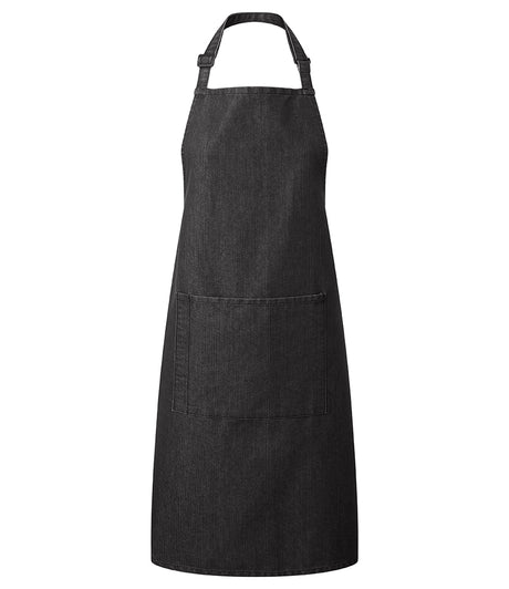 Premier Colours bib apron with pocket in black denim