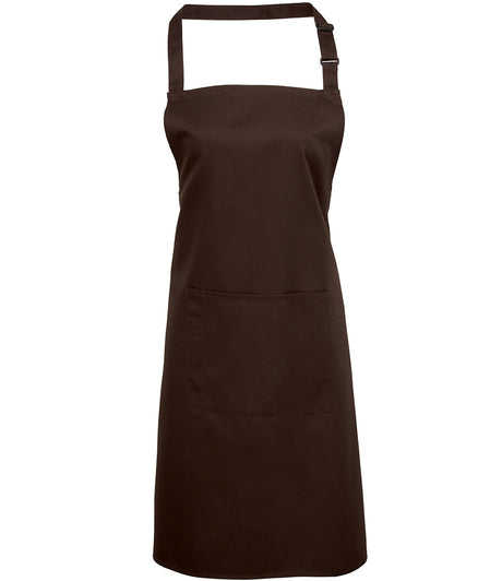 Premier Colours bib apron with pocket in Brown