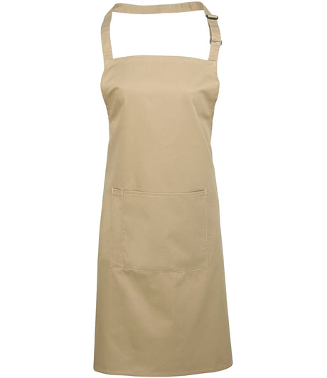 Premier Colours bib apron with pocket in Khaki