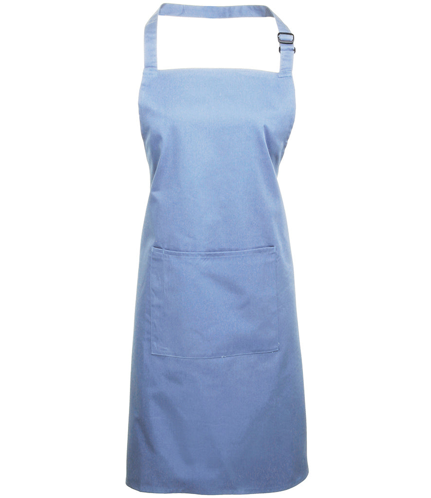 Premier Colours bib apron with pocket in mid blue