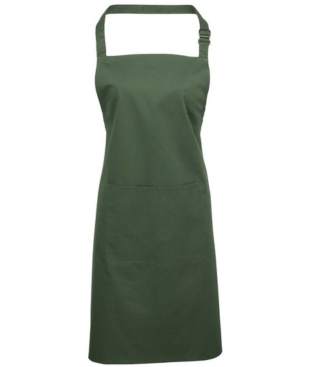 Premier Colours bib apron with pocket in Moss