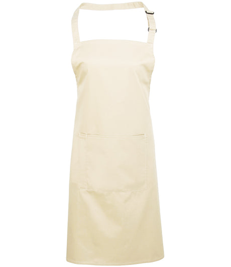 Premier Colours bib apron with pocket in natural