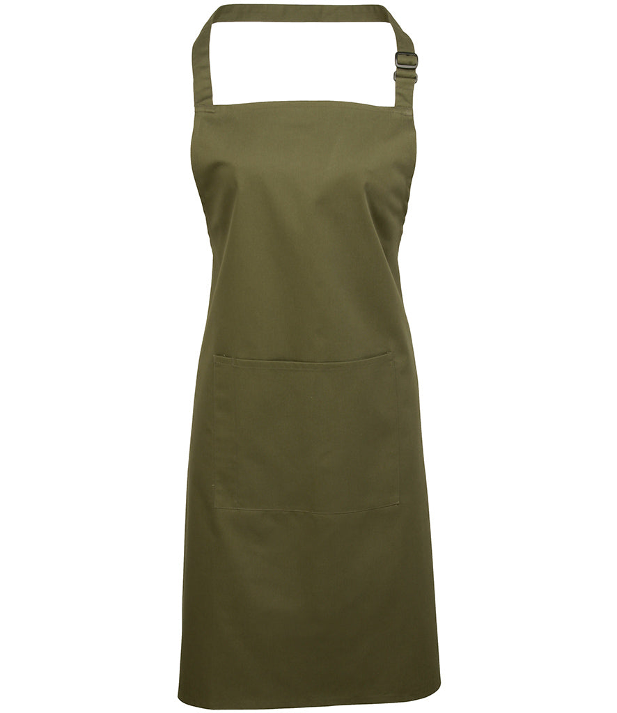 Premier Colours bib apron with pocket in Olive Green