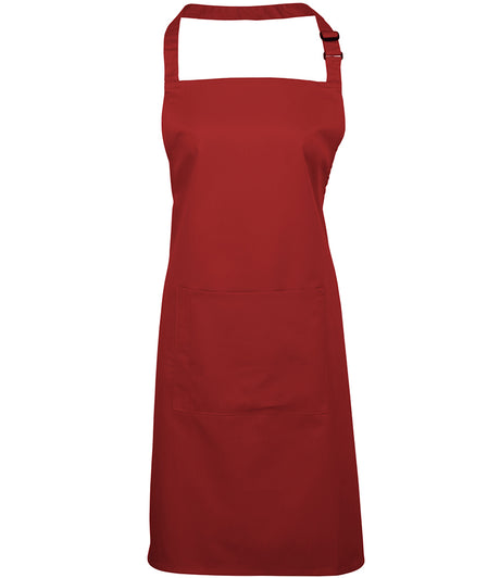 Premier Colours bib apron with pocket in Red