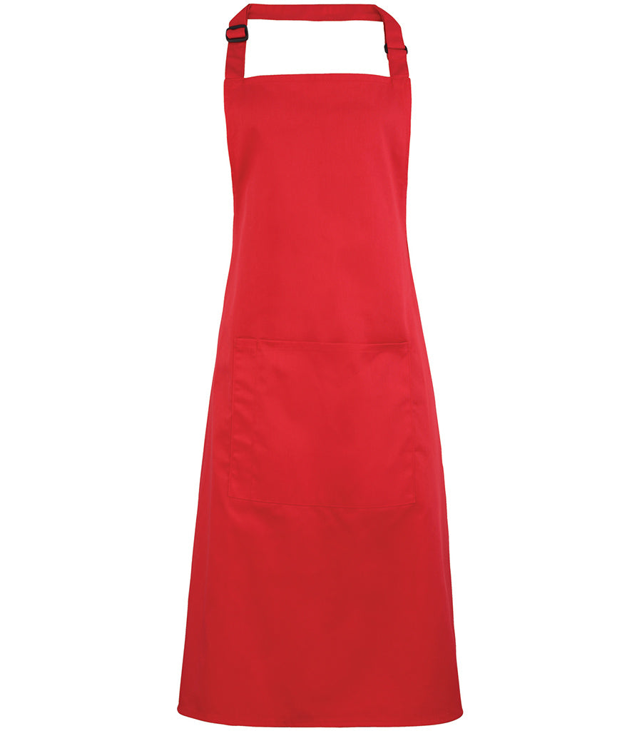 Premier Colours bib apron with pocket in Strawberry Red
