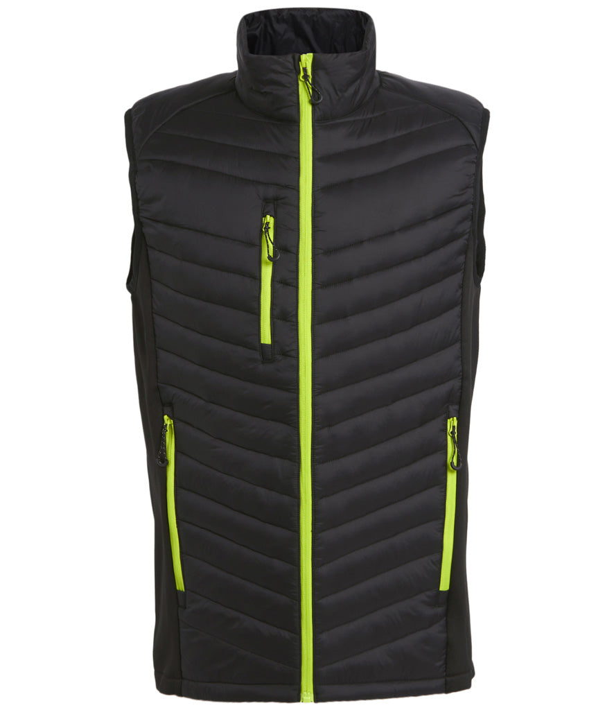 Regatta Navigate Hybrid Bodywarmer in Black with Lime Green Front View