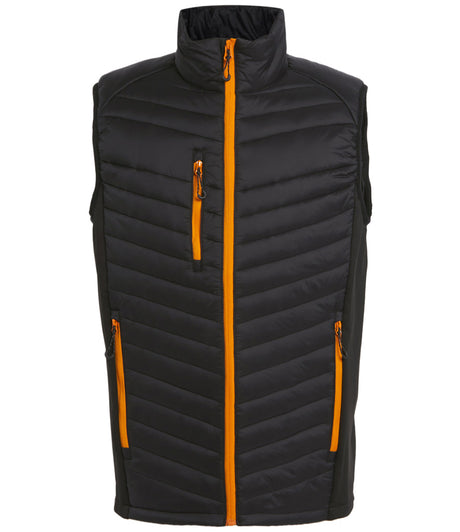 Regatta Navigate Hybrid Bodywarmer in Black with Orange Pop Front View