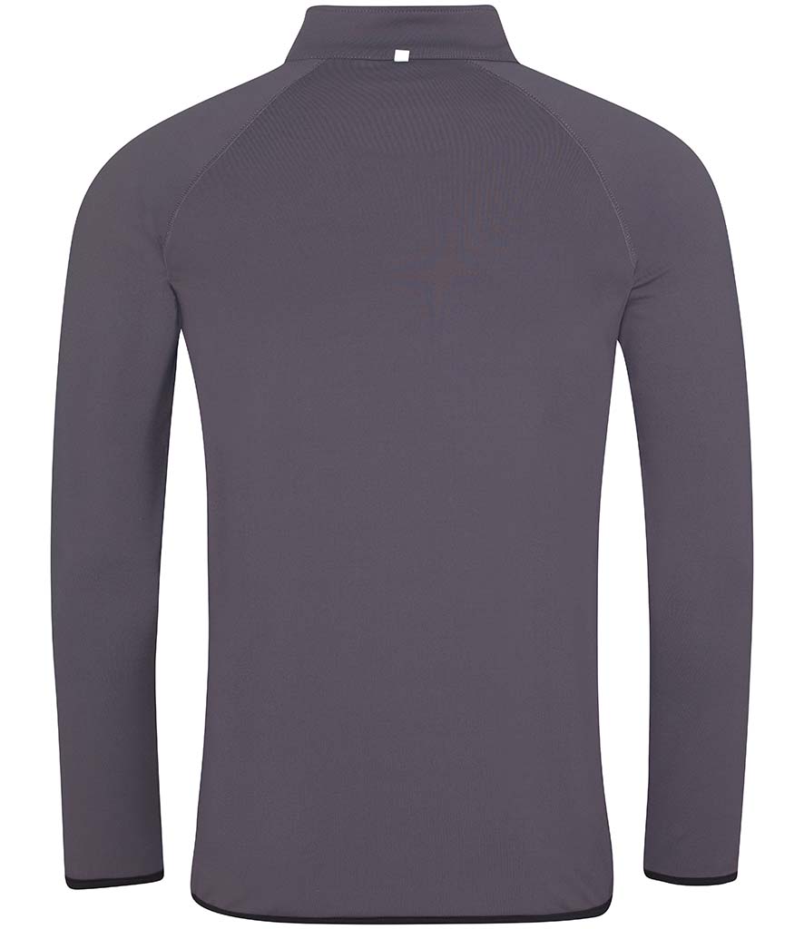 AWDis Cool Half Zip Sweat Top in Charcoal with Jet Black Back View